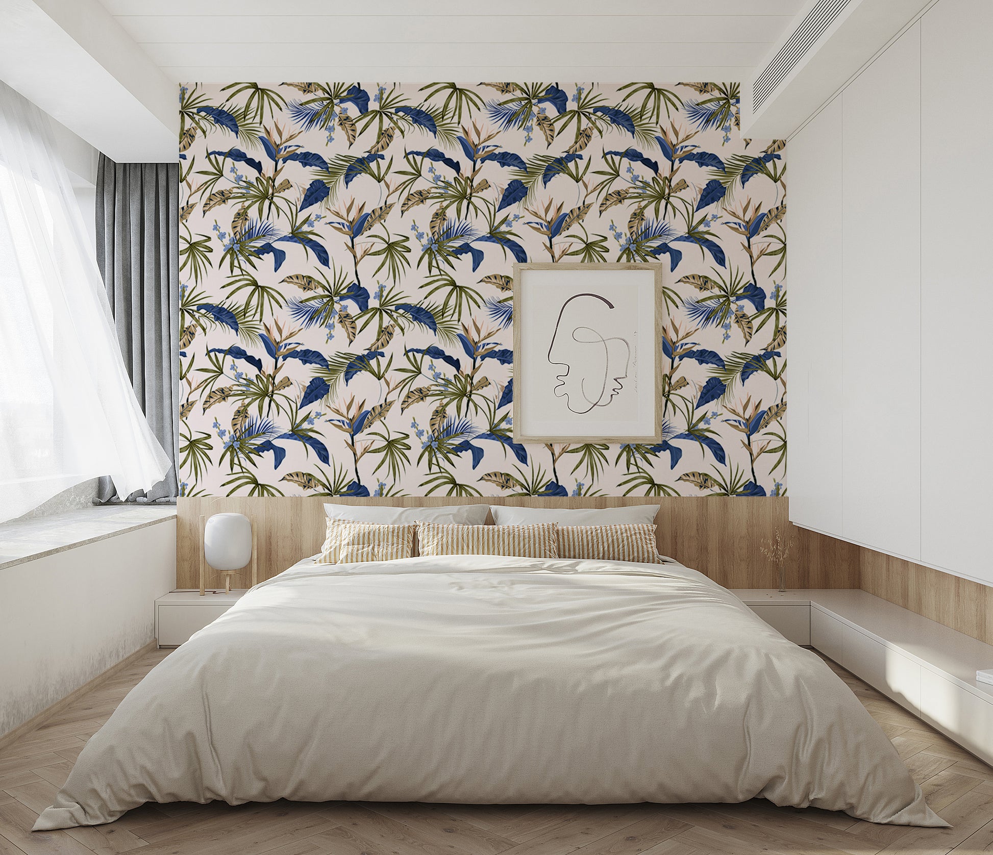 Blue Leave Tropical Botanics Peel & Stick Removable Wallpaper | US