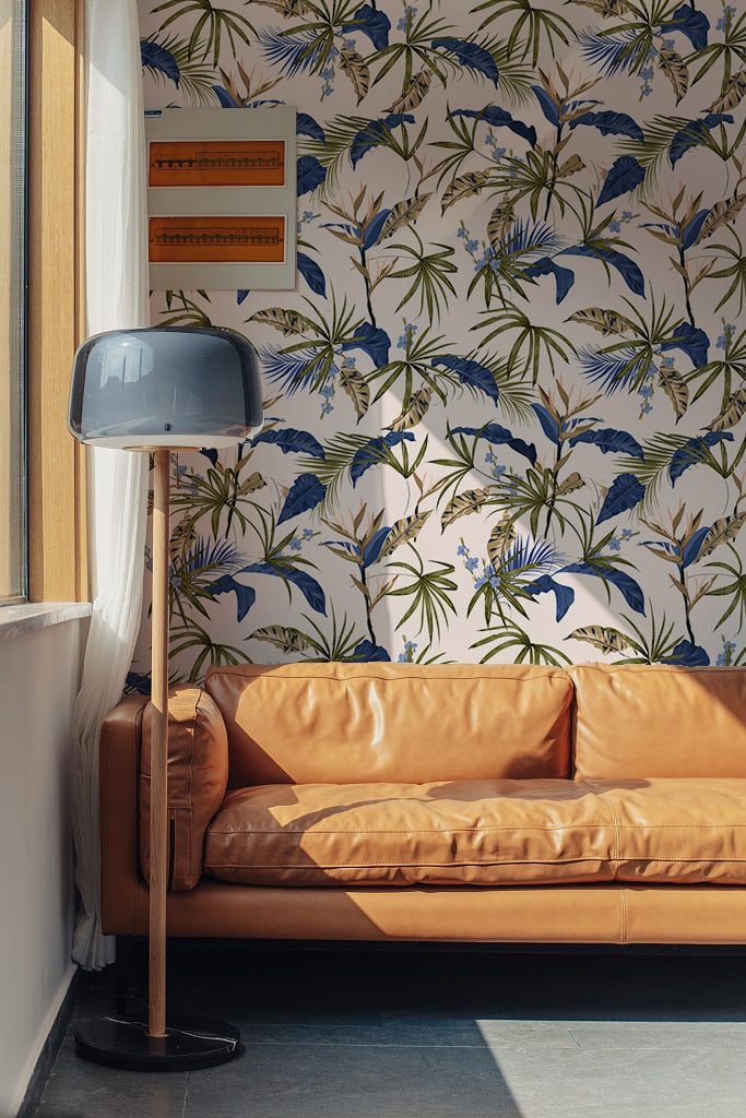 Blue Leave Tropical Botanics Peel & Stick Removable Wallpaper | US