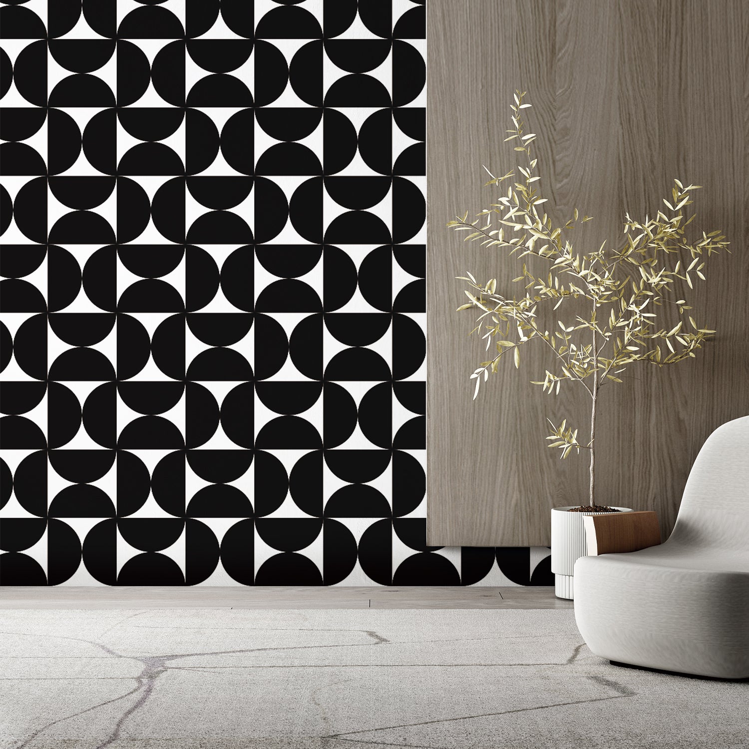 Geometric Black and White Peel and Stick Wallpaper in US | RollsRolla