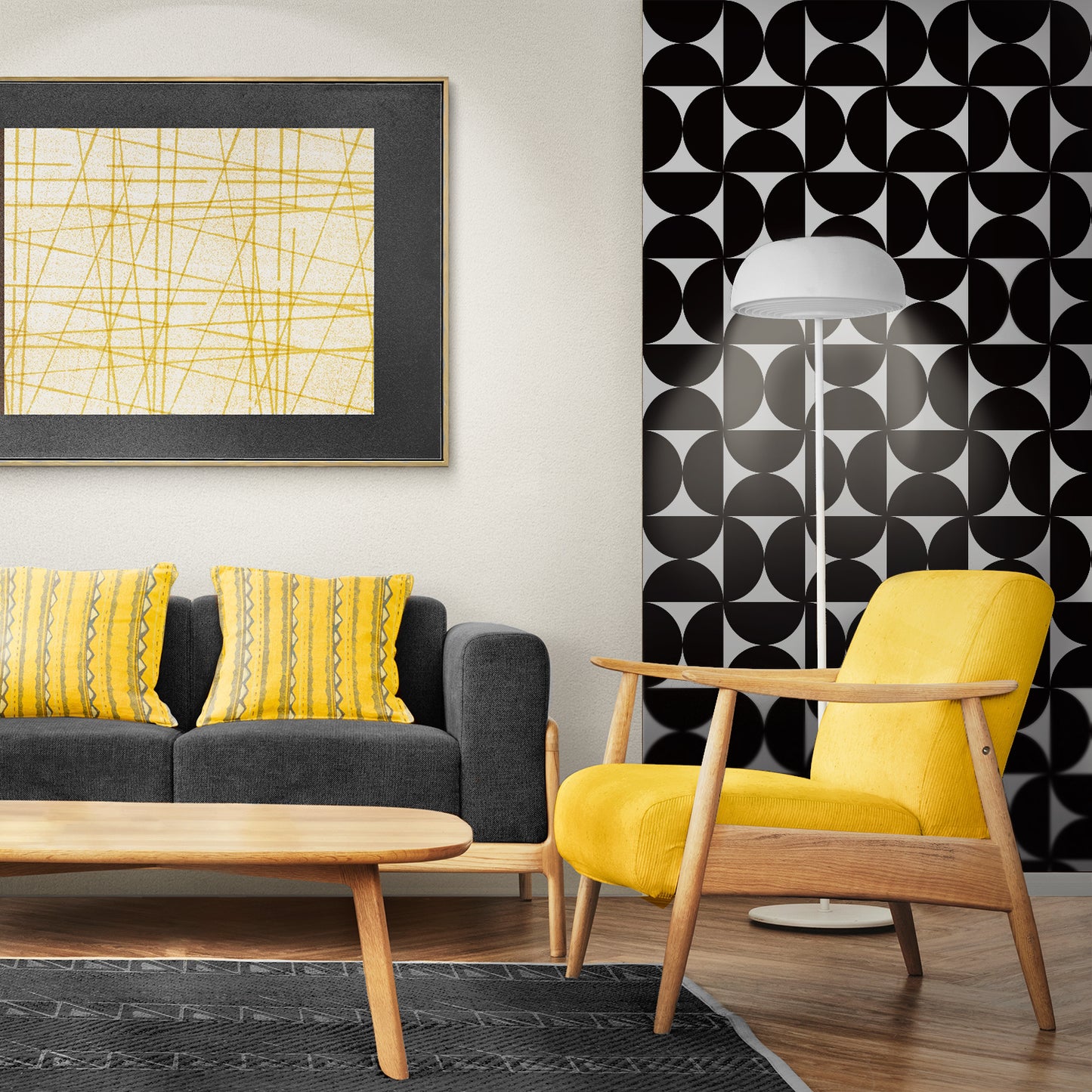 Geometric Black and White Peel and Stick Wallpaper in US | RollsRolla