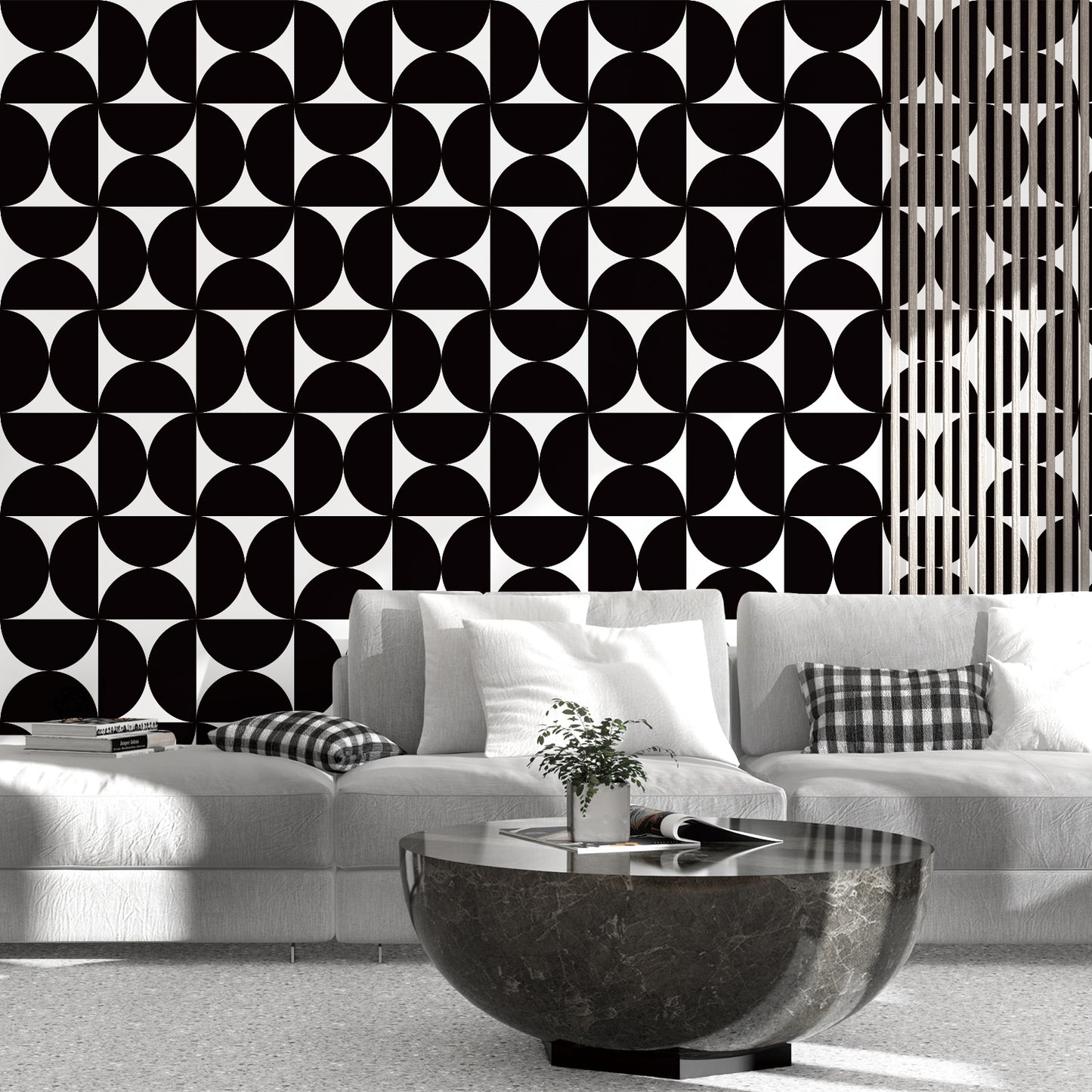 Geometric Black and White Peel and Stick Wallpaper in US | RollsRolla