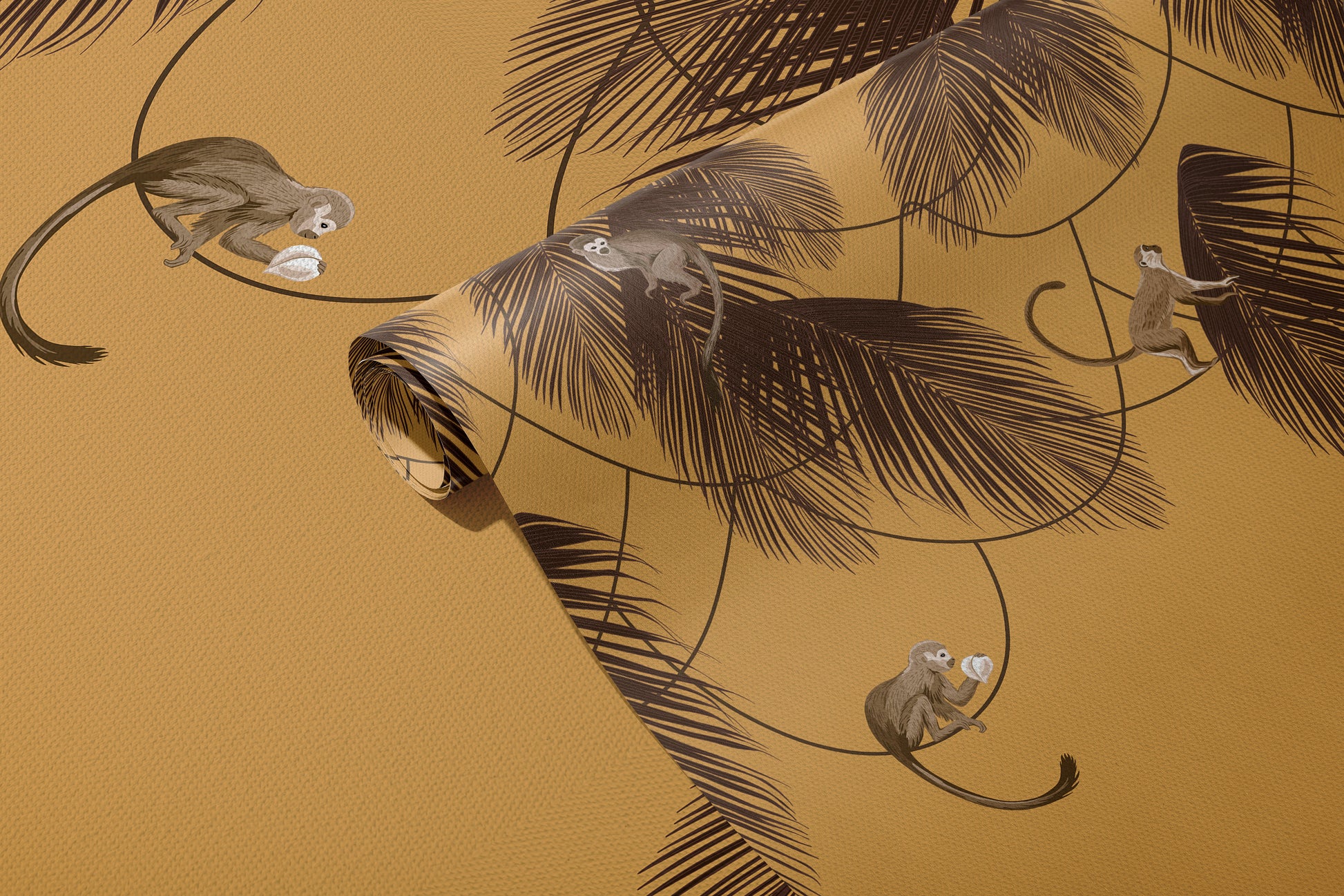 whimsical monkey peel and stick wallpaper