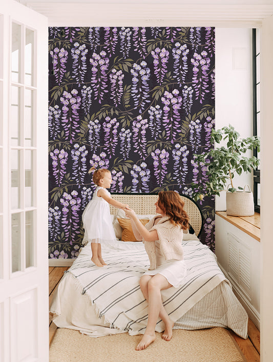 Purple Wisteria Peel and Stick Removable Wallpaper in US | RollsRolla